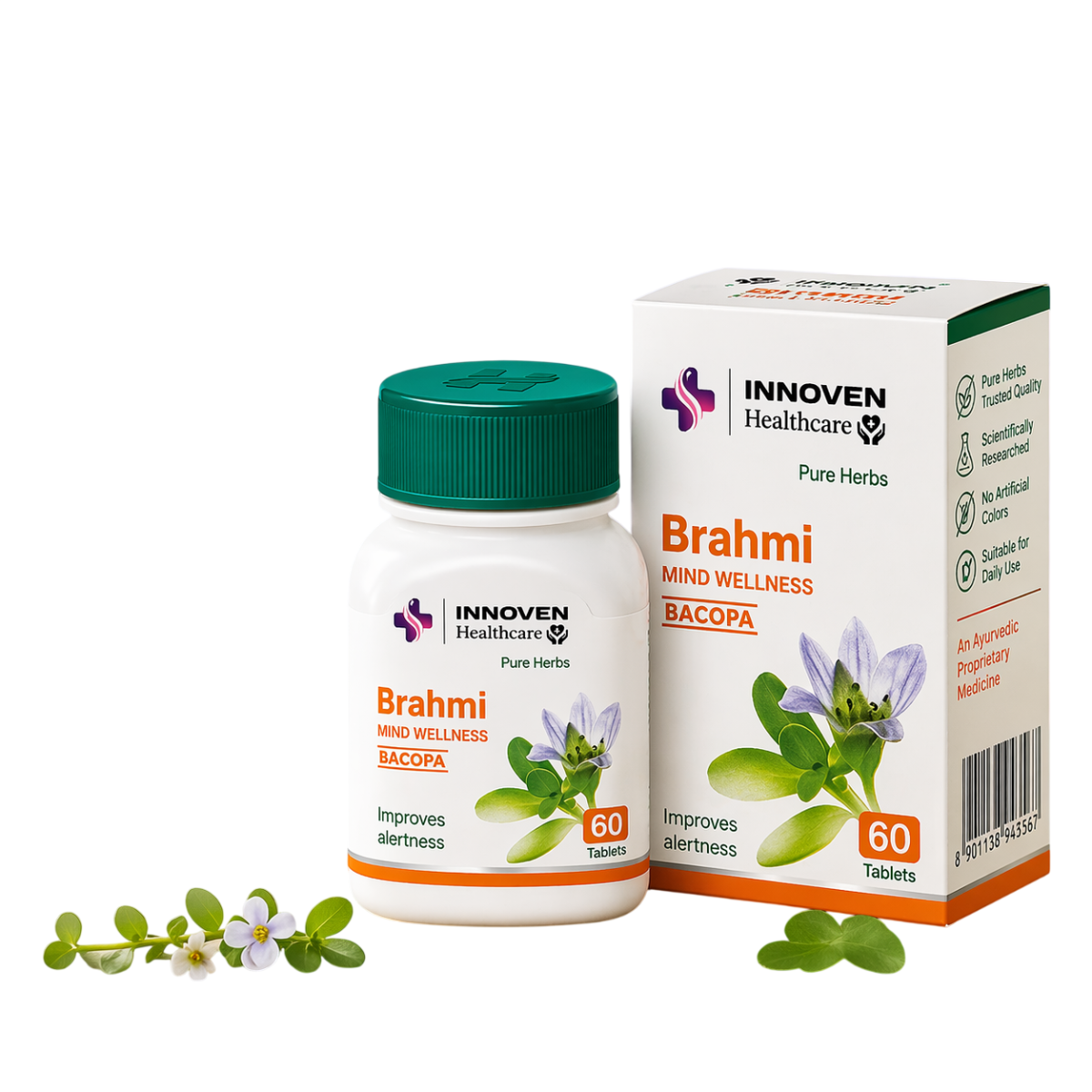 INNOVEN Brahmi Mind Wellness Capsules – Herbal Supplement for Better Focus & Clear Thinking