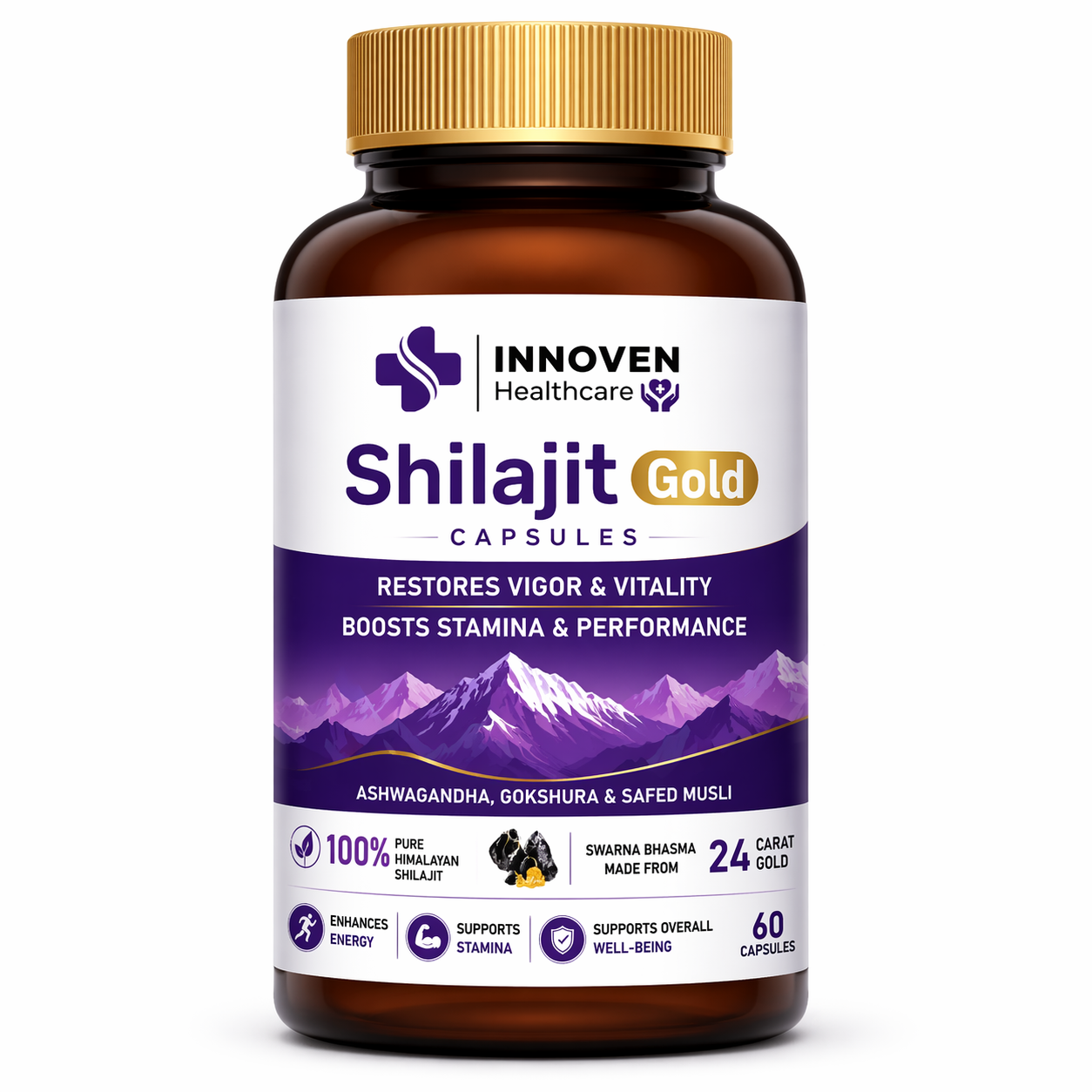 INNOVEN Shilajit Gold – Premium Herbal Capsules for Stamina, Power & Performance