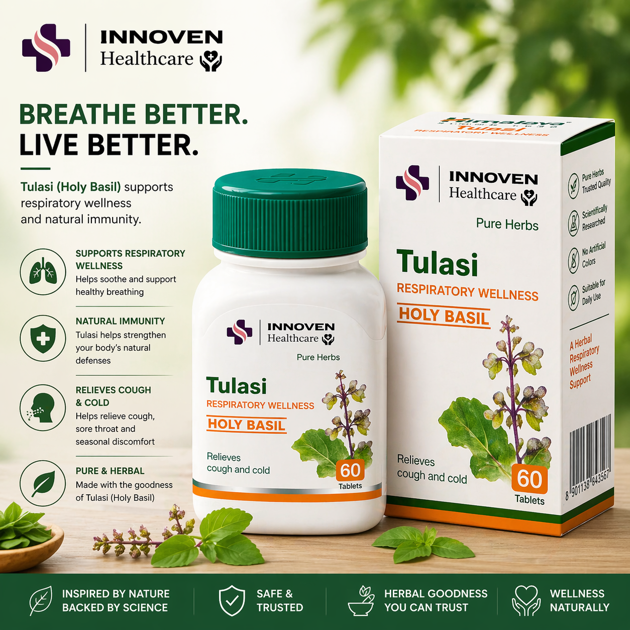INNOVEN Tulasi Respiratory Wellness – Ayurvedic Holy Basil Cough & Cold Relief & Seasonal Wellness - Image 2